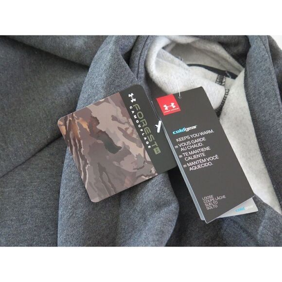 Under Armour 1357938 Women's Sz L Jet Gray Heather/Forrest Camo UA Rival Hoodie - Picture 10 of 10